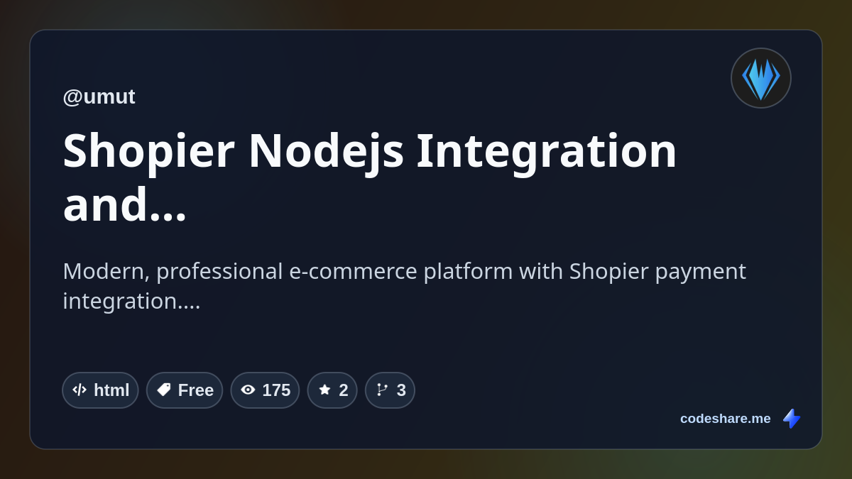 Shopier Nodejs Integration and Website