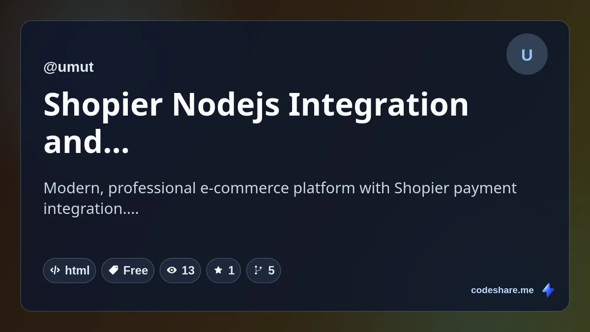 Shopier Nodejs Integration and Website