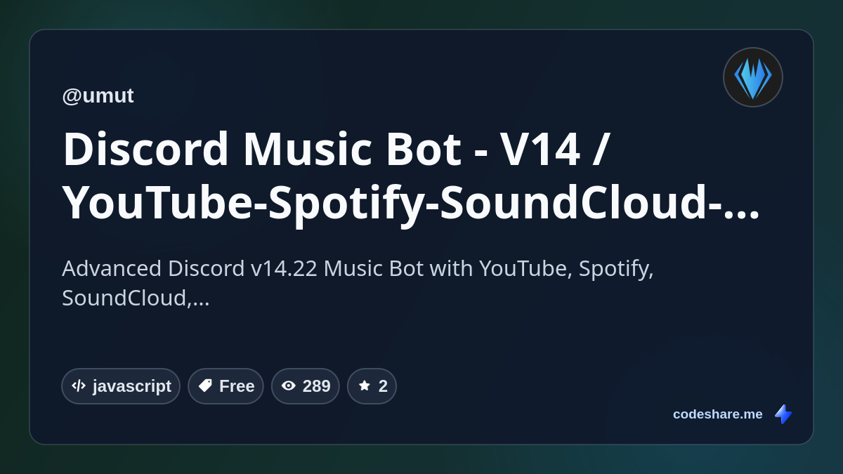 Discord Music Bot - V14 / YouTube-Spotify-SoundCloud-Directlink Supported