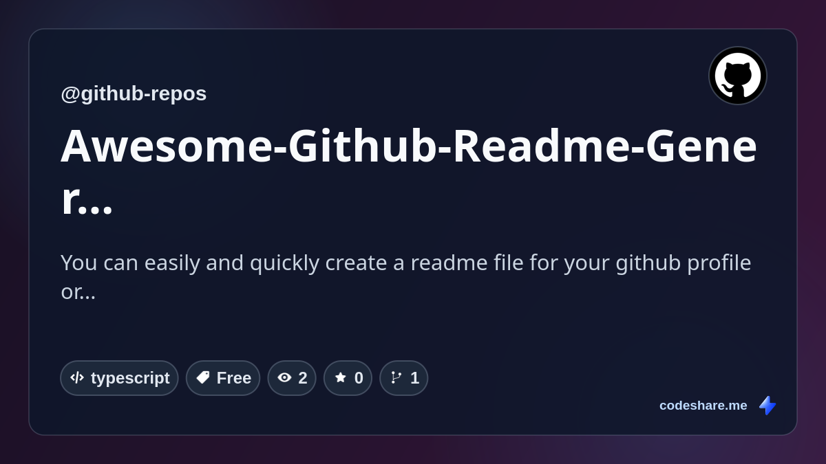 Awesome-Github-Readme-Generator